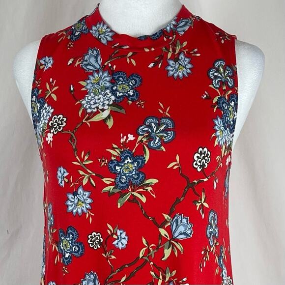 LOFT Red Floral Print Casual Vacation Cruise Shift Dress NWOT Size SP - Picture 3 of 13